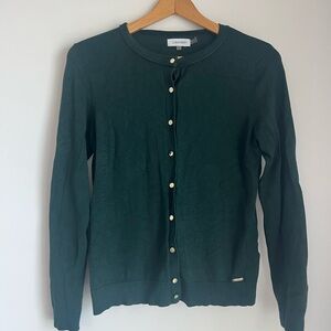 CALVIN KLEIN Women’s Button Front Cardigan Size S Gold Hardware Green